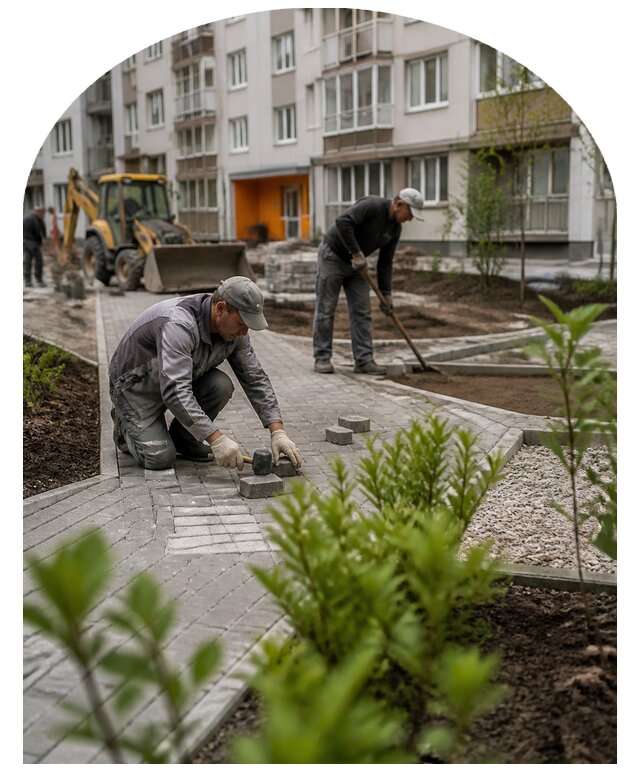 Благоустройство двора многоквартирного дома в Дмитрах